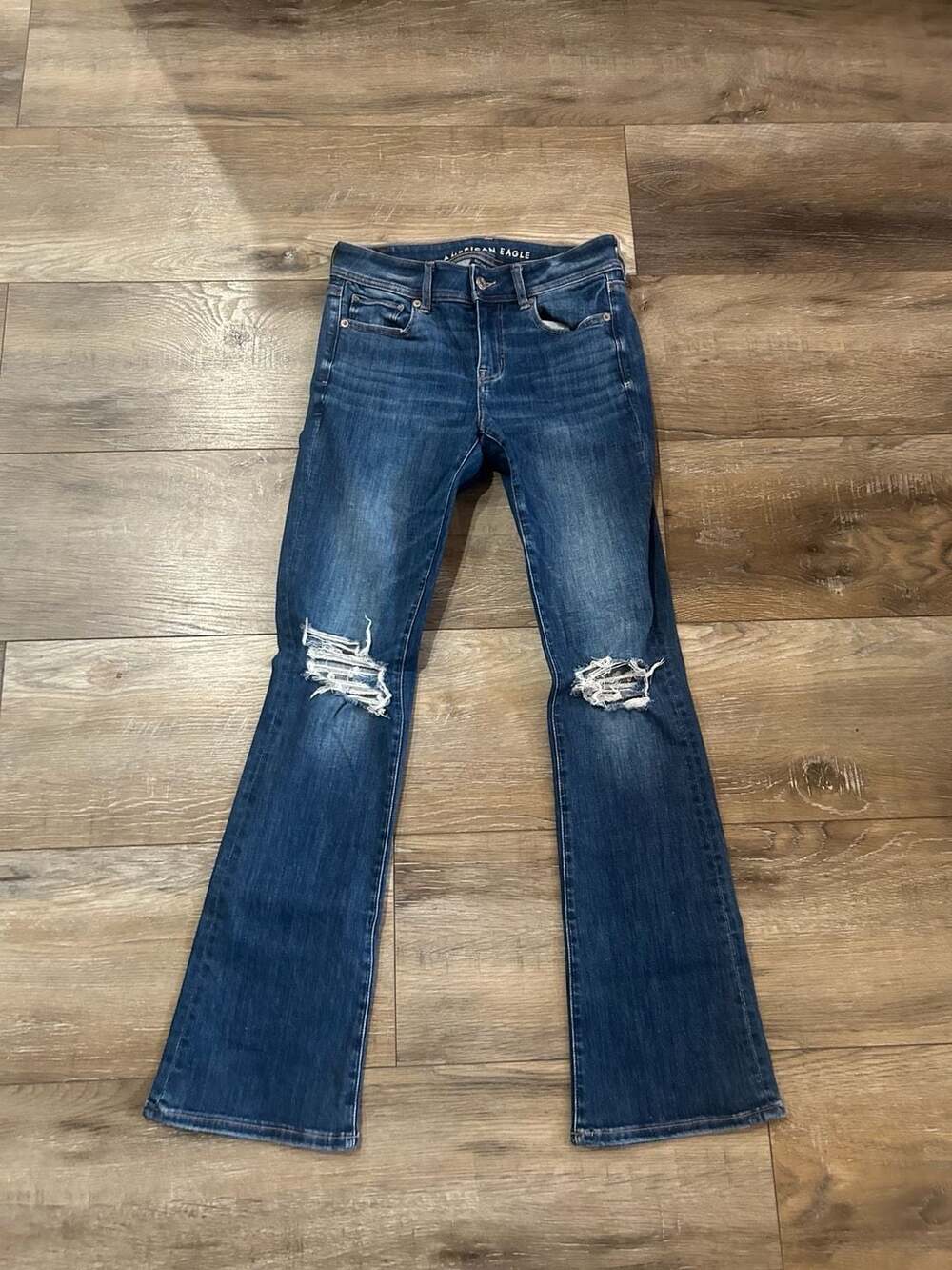 American Eagle Next Level Ripped Low-Rise Kick Bootcut Jeans